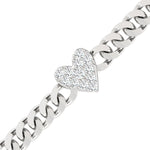 Real White Diamond Bracelet, Yellow White Gold Heart Bangle Bracelet - GeumJewels