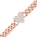 Real White Diamond Bracelet, Yellow White Gold Heart Bangle Bracelet - GeumJewels