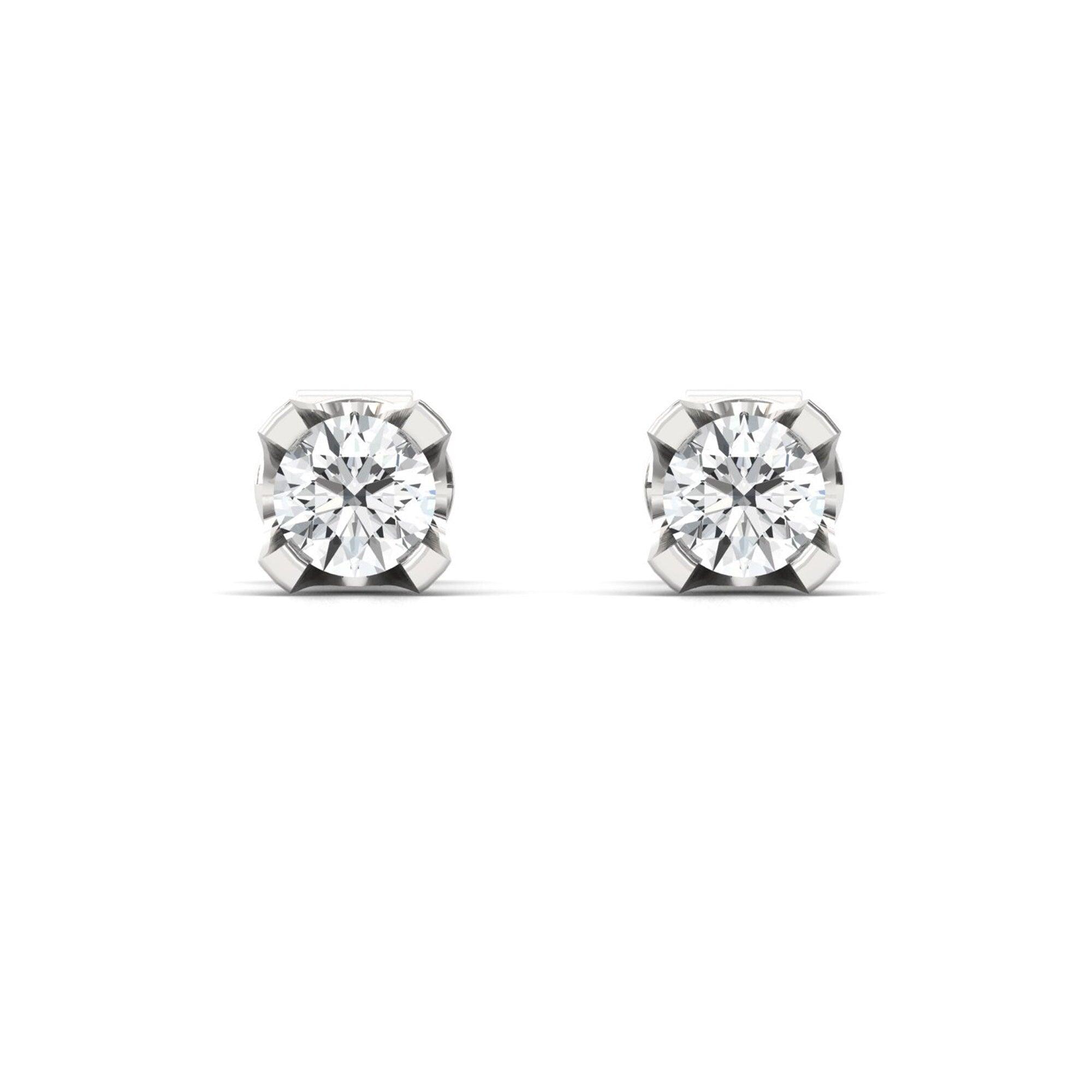 Genuine Diamond Chunky Earrings, Rose Gold Bridal Earrings, 10kt 14kt 18kt Yellow White Gold Earring - GeumJewels