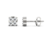 Genuine Yellow/White Gold Stud Earrings, Rose Gold Earrings for Girls, Elegant White Diamond Earrings, Gift for Her - GeumJewels