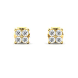 Genuine Yellow/White Gold Stud Earrings, Rose Gold Earrings for Girls, Elegant White Diamond Earrings, Gift for Her - GeumJewels