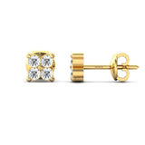 Genuine Yellow/White Gold Stud Earrings, Rose Gold Earrings for Girls, Elegant White Diamond Earrings, Gift for Her - GeumJewels
