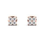 Genuine Yellow/White Gold Stud Earrings, Rose Gold Earrings for Girls, Elegant White Diamond Earrings, Gift for Her - GeumJewels