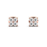 Genuine Yellow/White Gold Stud Earrings, Rose Gold Earrings for Girls, Elegant White Diamond Earrings, Gift for Her - GeumJewels