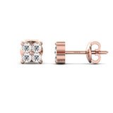Genuine Yellow/White Gold Stud Earrings, Rose Gold Earrings for Girls, Elegant White Diamond Earrings, Gift for Her - GeumJewels