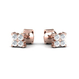 Genuine Yellow/White Gold Stud Earrings, Rose Gold Earrings for Girls, Elegant White Diamond Earrings, Gift for Her - GeumJewels