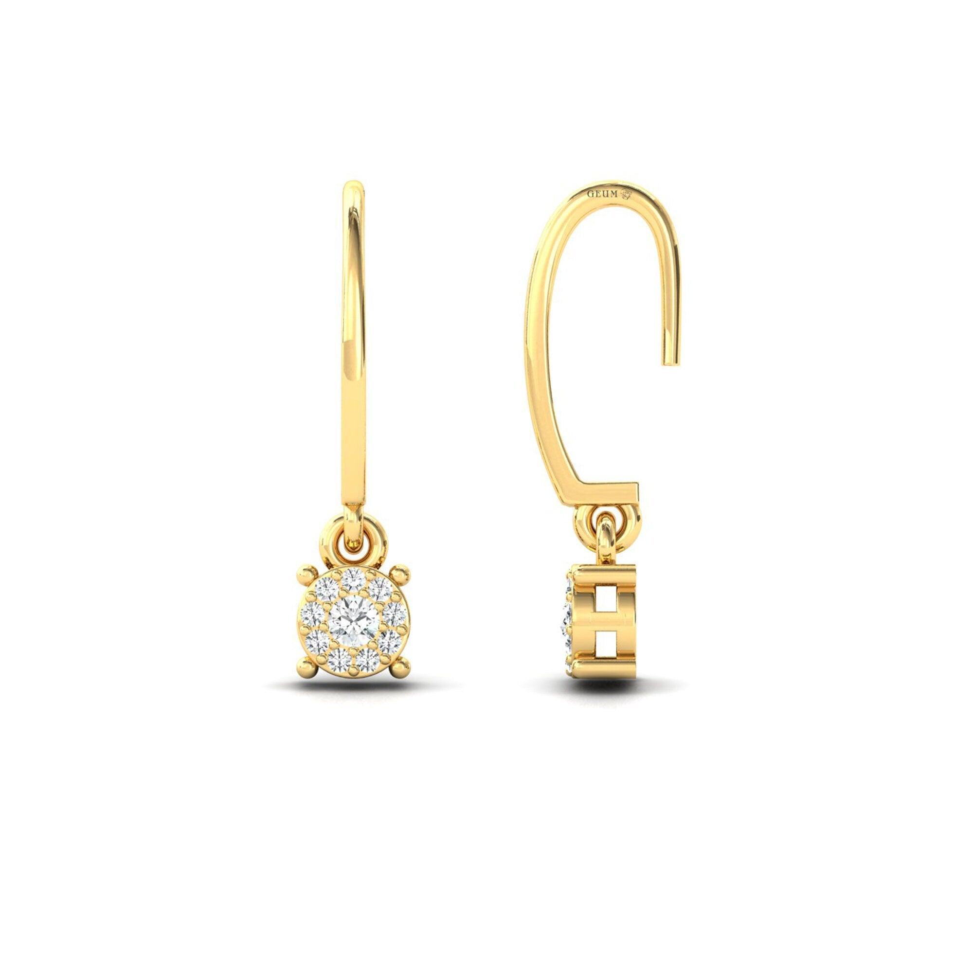 Handmade Designer Gold Earring, Solid Gold Dangle Earrings , Personalized Diamond Jewelry - GeumJewels