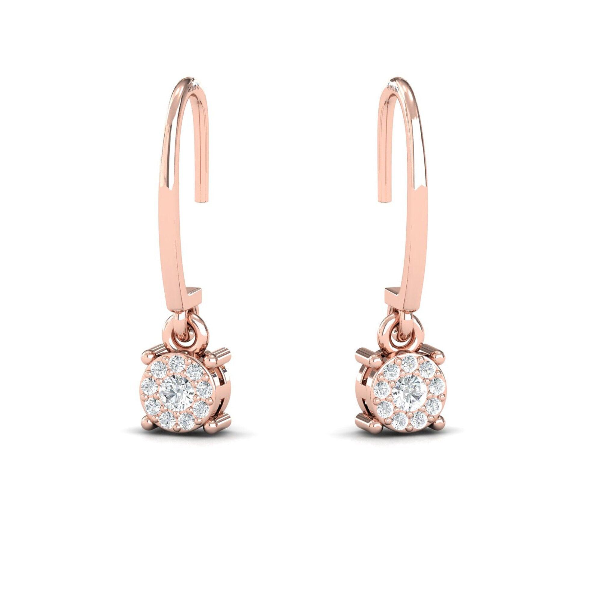 Handmade Designer Gold Earring, Solid Gold Dangle Earrings , Personalized Diamond Jewelry - GeumJewels