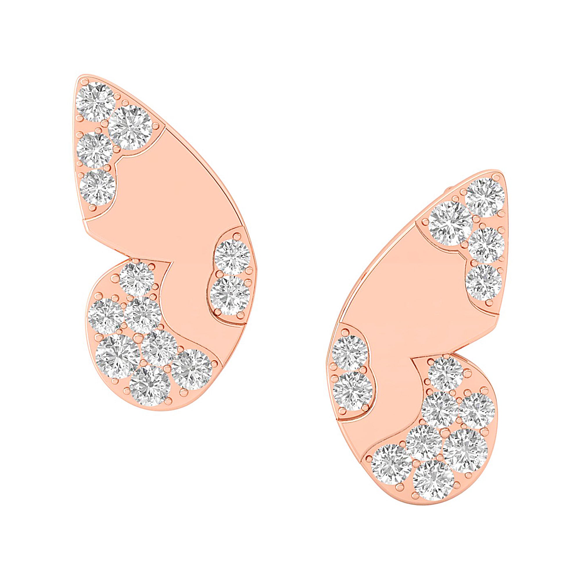 Butterfly Diamond Stud Gold Earrings - GeumJewels