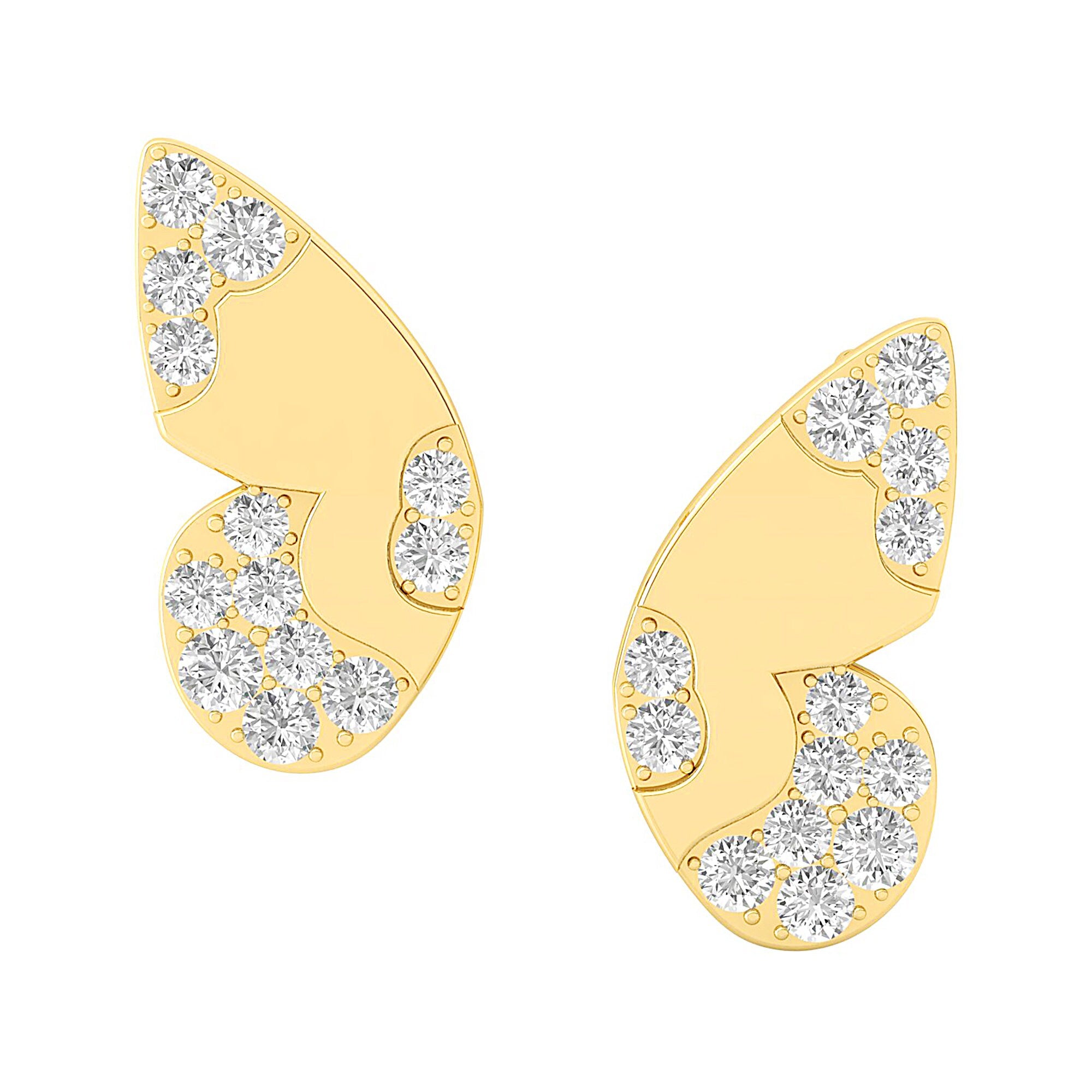 Butterfly Diamond Stud Gold Earrings - GeumJewels