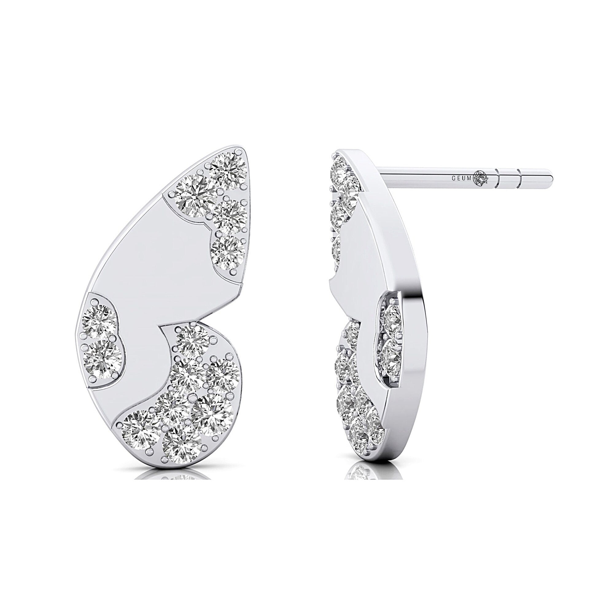 Butterfly Diamond Stud Gold Earrings - GeumJewels