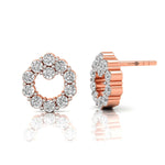 Circular Round Diamond Stud Dainty Earrings - GeumJewels