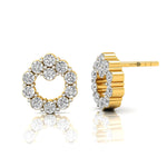Circular Round Diamond Stud Dainty Earrings - GeumJewels