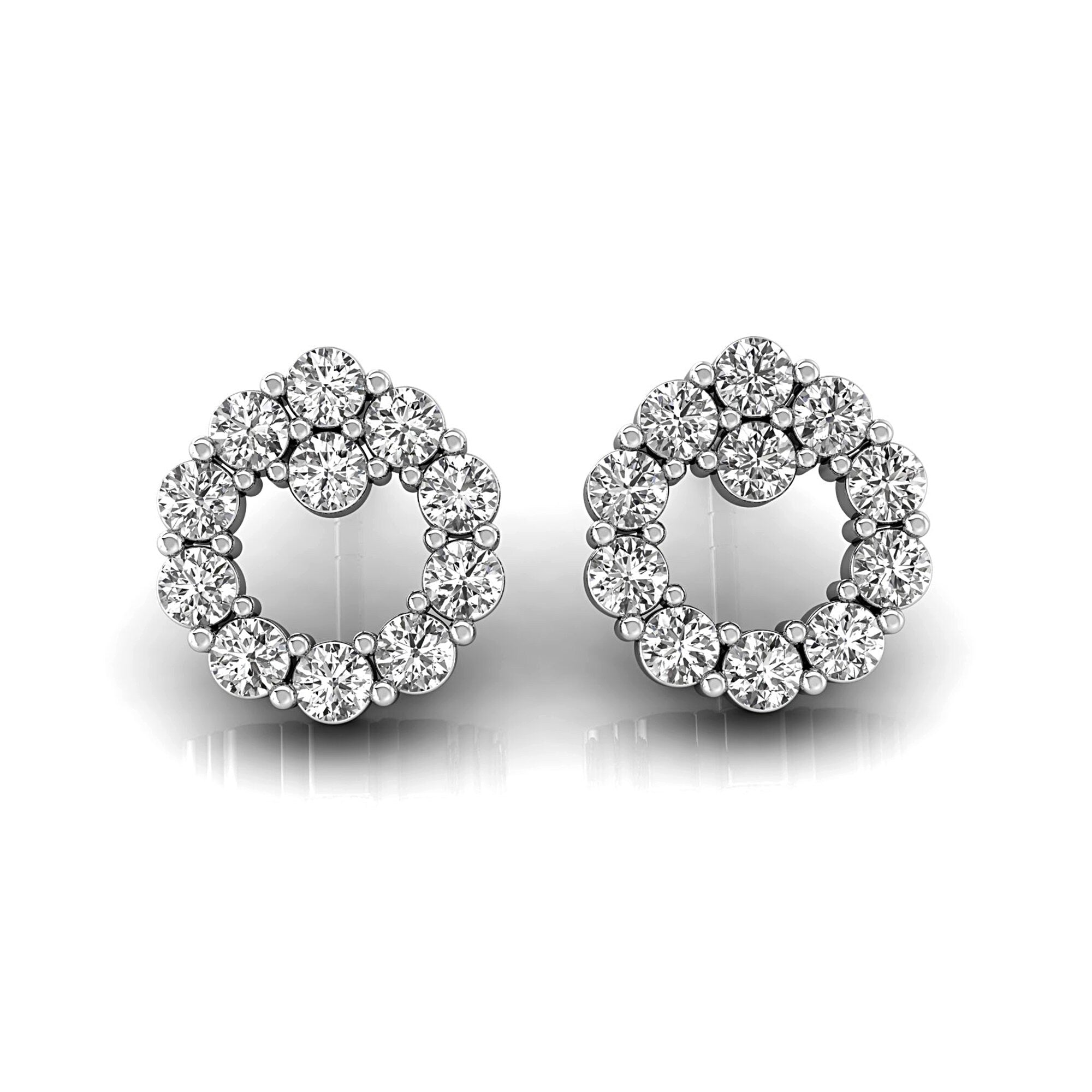 Circular Round Diamond Stud Dainty Earrings - GeumJewels