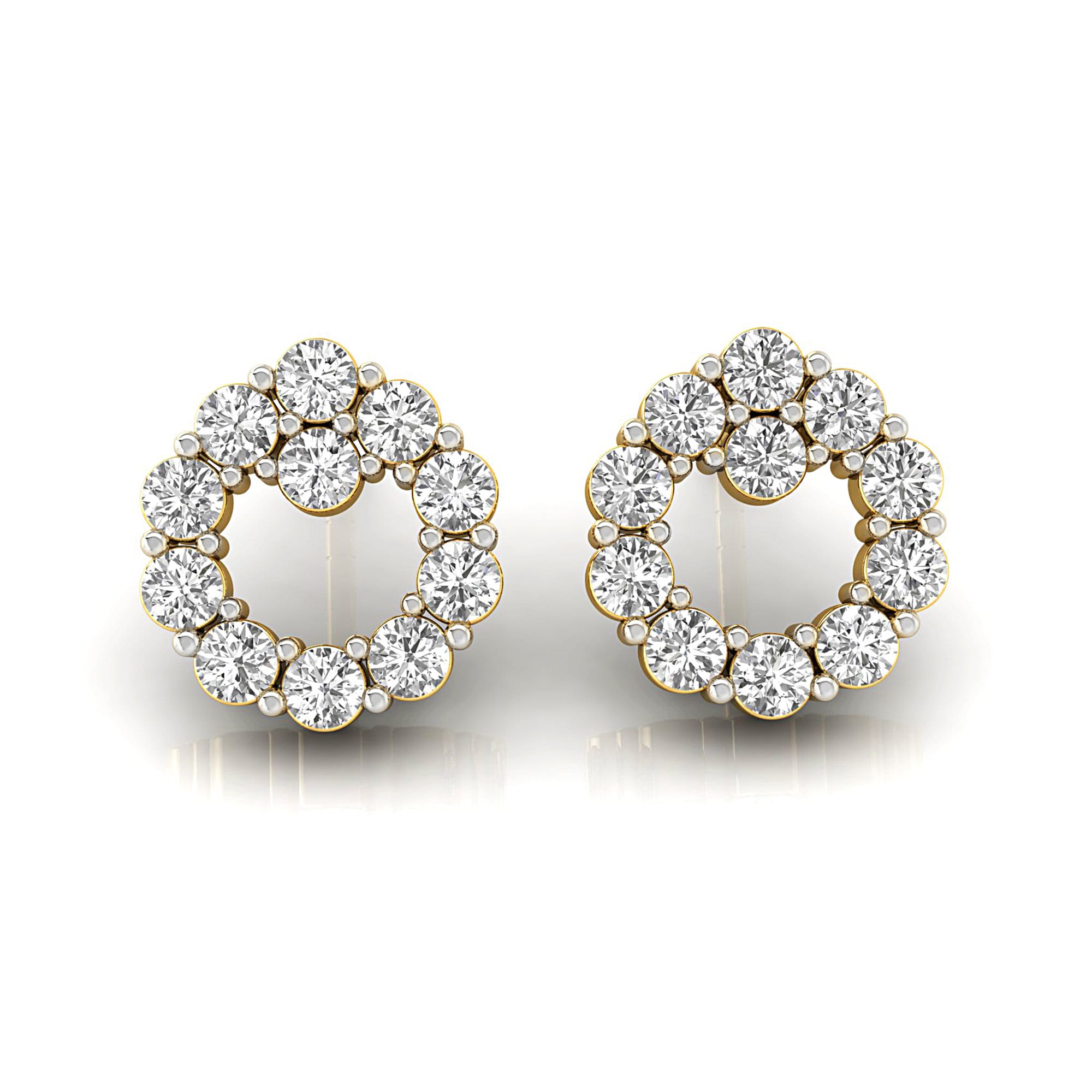 Circular Round Diamond Stud Dainty Earrings - GeumJewels