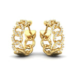 Small Diamond Hoop Earrings, Handmade Gold Earrings, Personalized Yellow/White Gold Earrings, Real Gold Fashion Earrings - GeumJewels