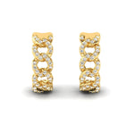 Small Diamond Hoop Earrings, Handmade Gold Earrings, Personalized Yellow/White Gold Earrings, Real Gold Fashion Earrings - GeumJewels