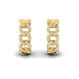 Small Diamond Hoop Earrings, Handmade Gold Earrings, Personalized Yellow/White Gold Earrings, Real Gold Fashion Earrings - GeumJewels