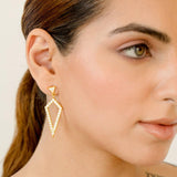 Genuine Gold Dangle Earrings, White/Yellow Gold Earrings for Ladies, Natural White Diamond Earrings, Designer Gift for-Wedding - GeumJewels