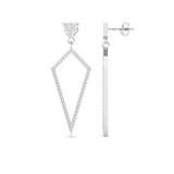 Genuine Gold Dangle Earrings, White/Yellow Gold Earrings for Ladies, Natural White Diamond Earrings, Designer Gift for-Wedding - GeumJewels
