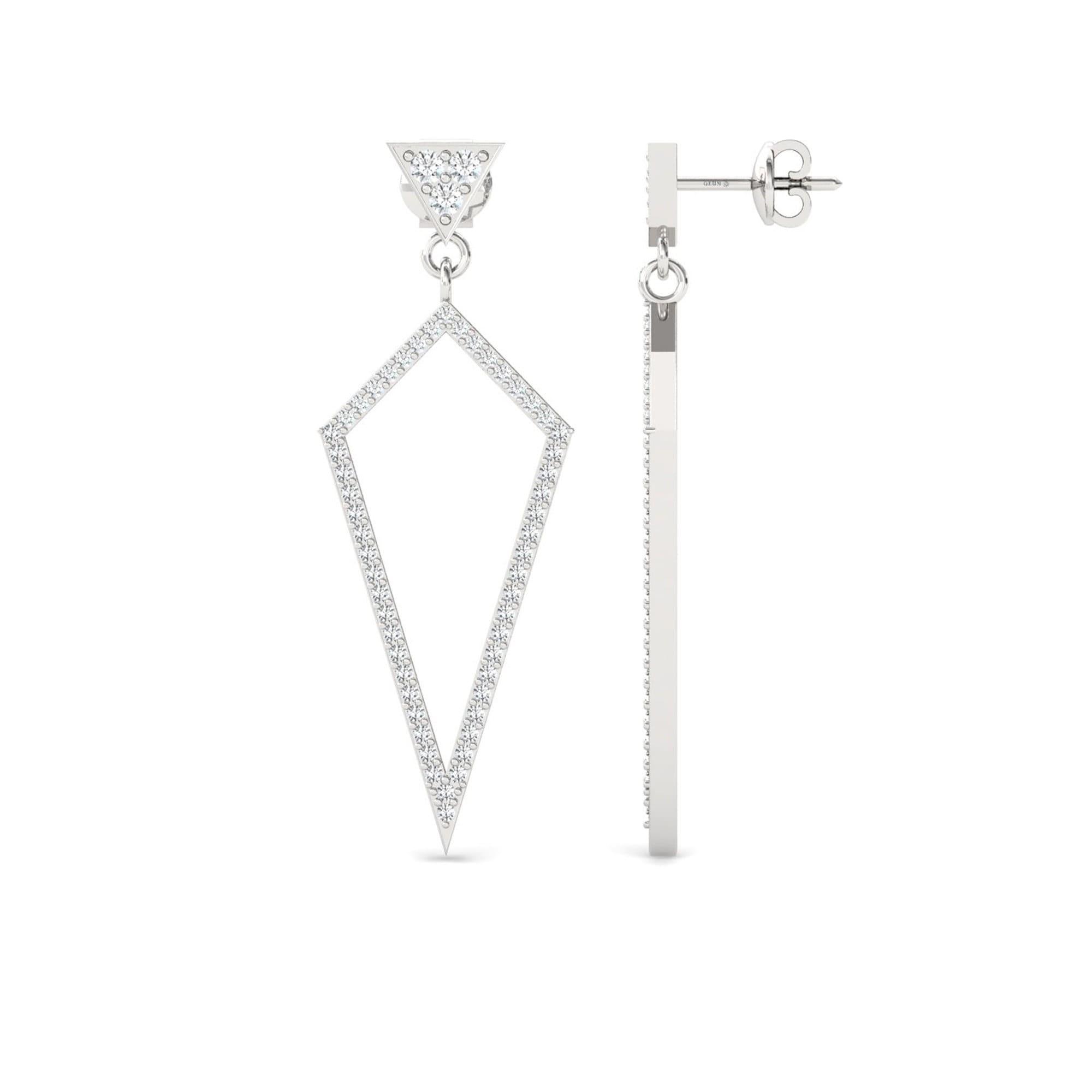 Genuine Gold Dangle Earrings, White/Yellow Gold Earrings for Ladies, Natural White Diamond Earrings, Designer Gift for-Wedding - GeumJewels
