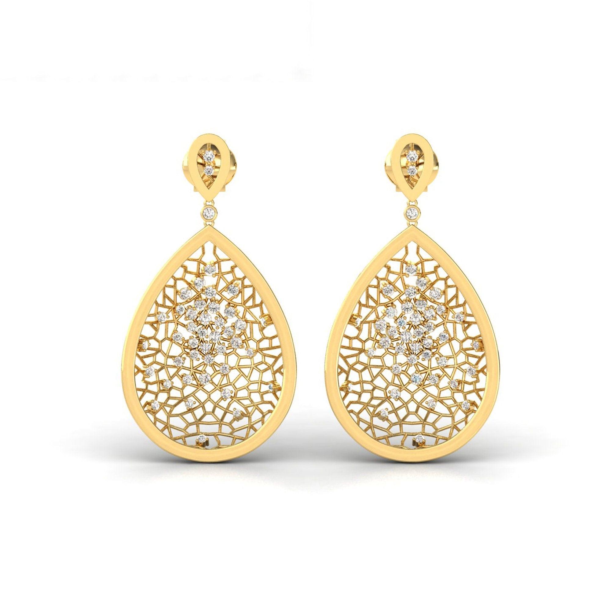 Natural Diamond Stud Earring, Custom Solid Rose Gold Earing, Handmade White/Yellow Gold Earrings - GeumJewels