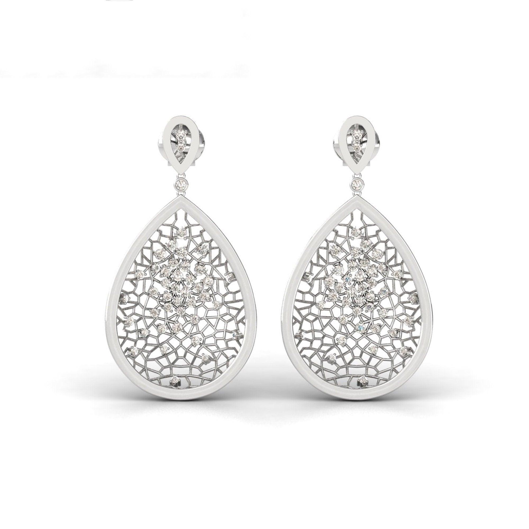 Natural Diamond Stud Earring, Custom Solid Rose Gold Earing, Handmade White/Yellow Gold Earrings - GeumJewels
