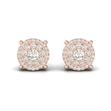 Handmade Designer Gold Earring, Solid Gold Stud Earrings For Women, 18Kt Rose Gold Diamond Earrings - GeumJewels