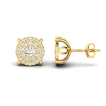 Handmade Designer Gold Earring, Solid Gold Stud Earrings For Women, 18Kt Rose Gold Diamond Earrings - GeumJewels