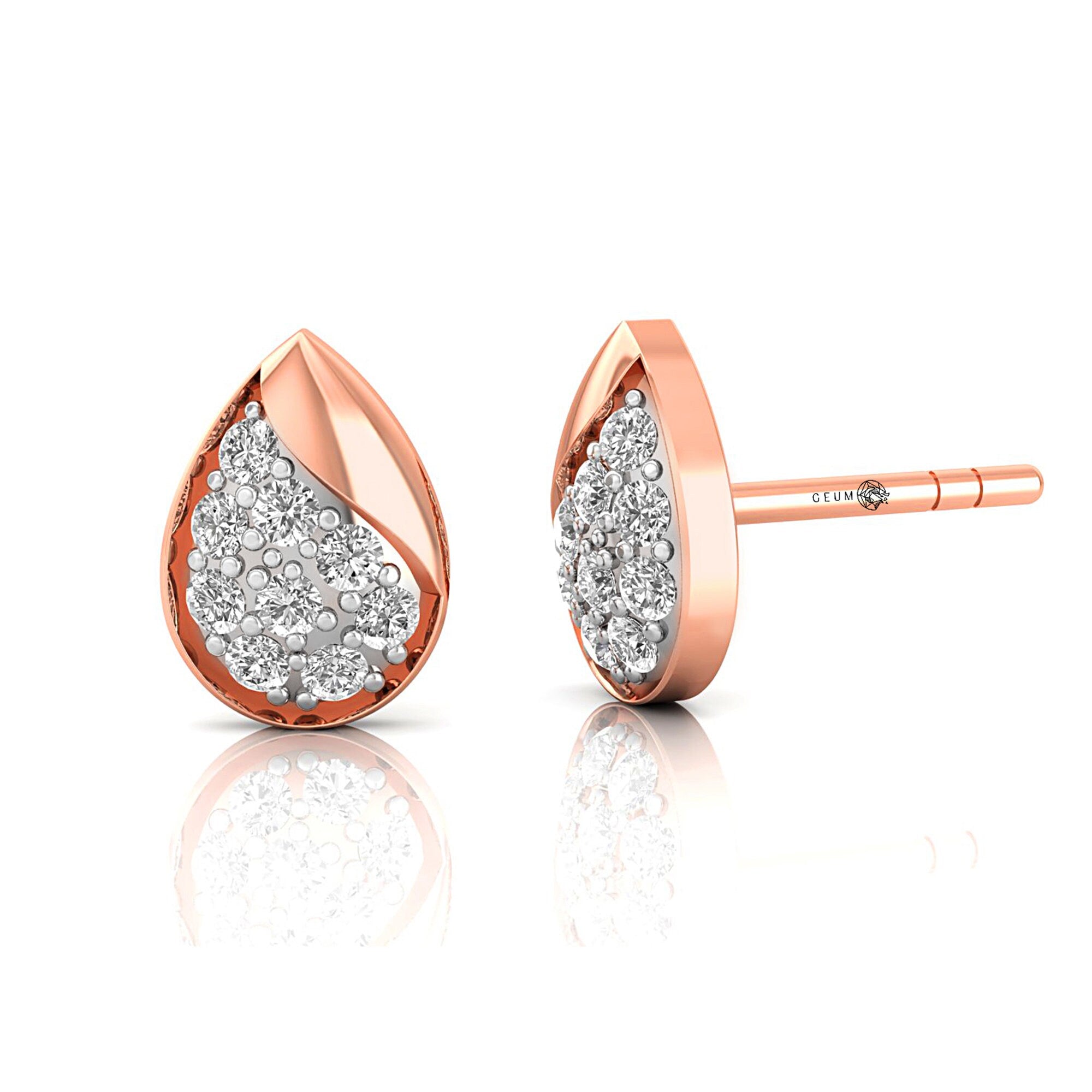 Pear Shaped Diamond Dainty Stud Earring - GeumJewels