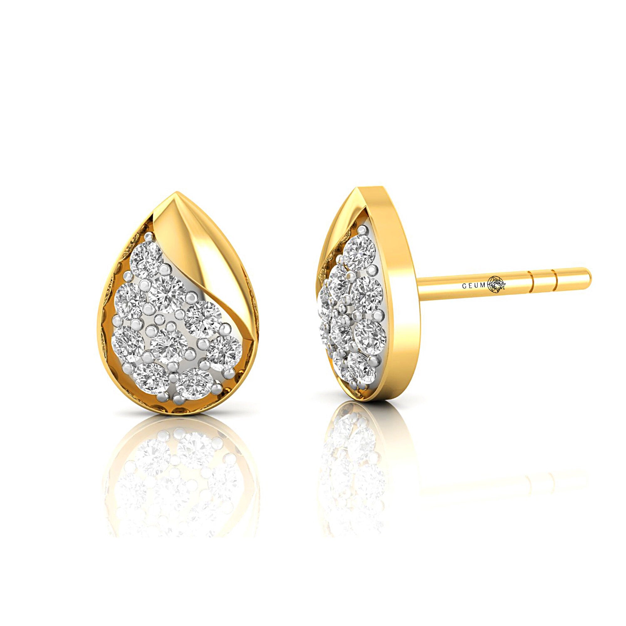 Pear Shaped Diamond Dainty Stud Earring - GeumJewels