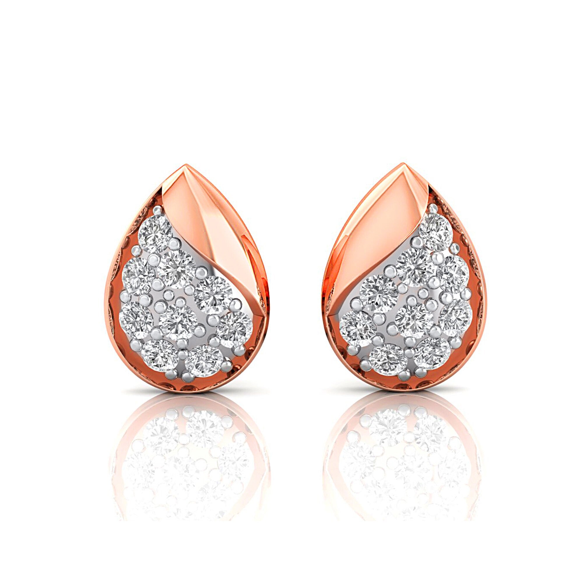 Pear Shaped Diamond Dainty Stud Earring - GeumJewels