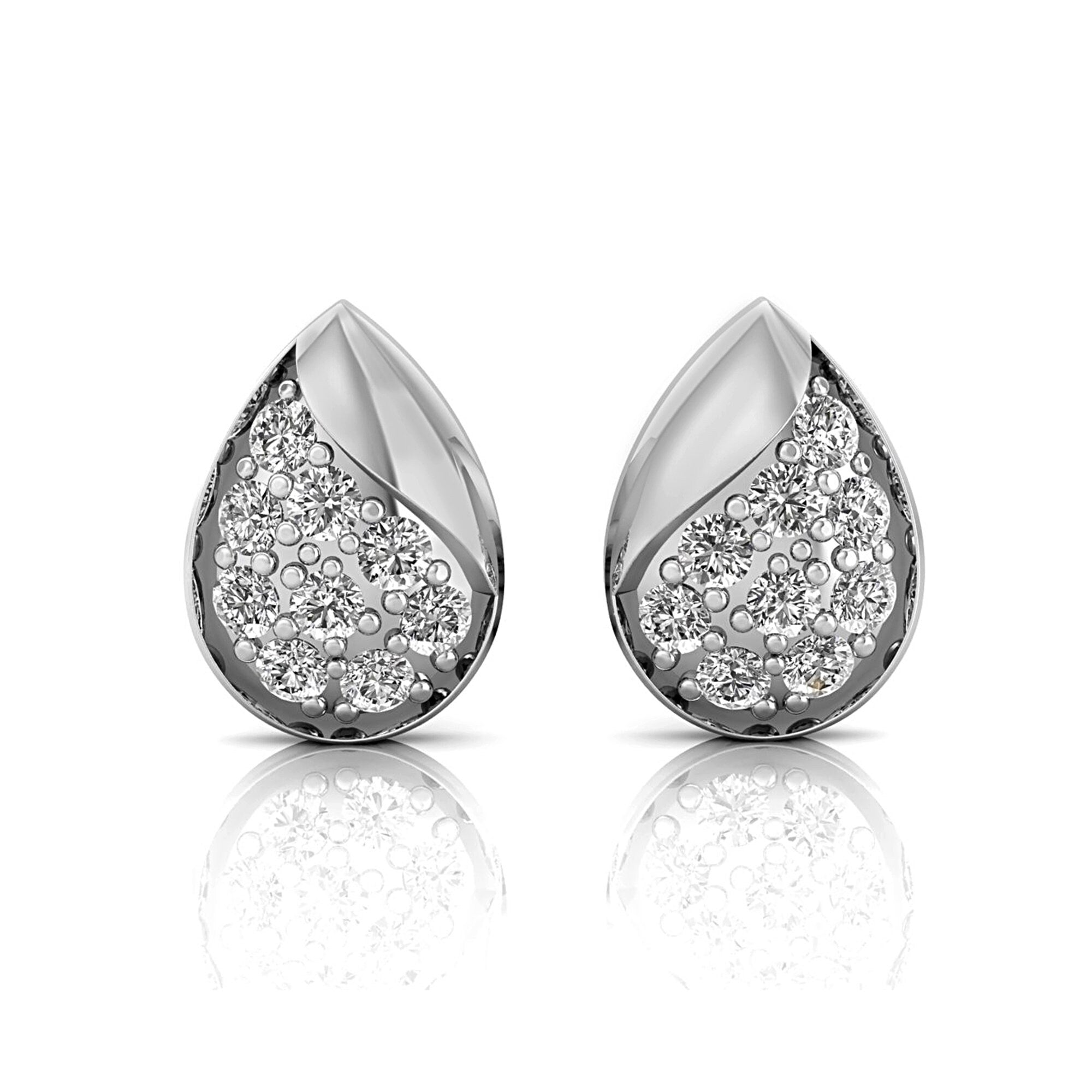 Pear Shaped Diamond Dainty Stud Earring - GeumJewels