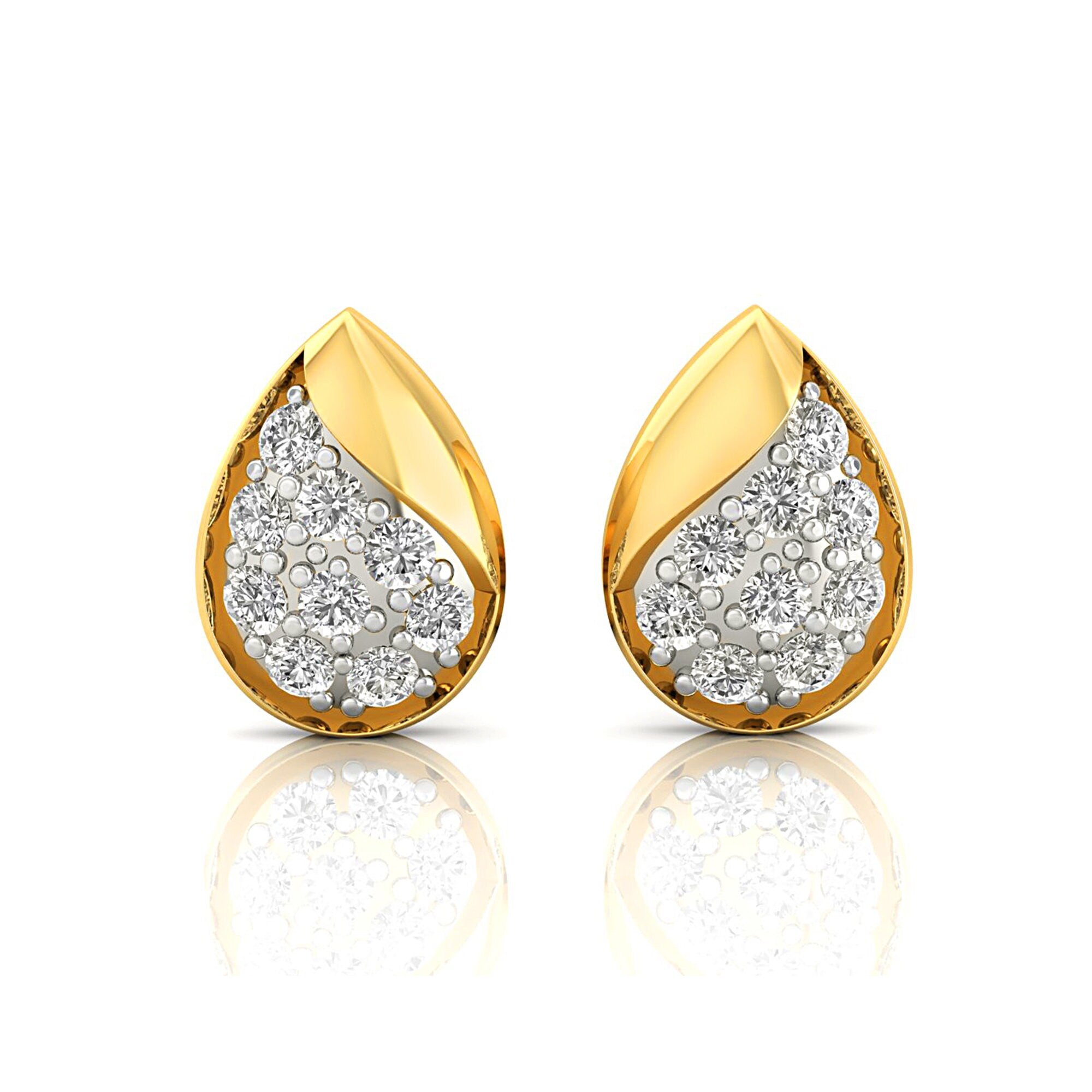 Pear Shaped Diamond Dainty Stud Earring - GeumJewels
