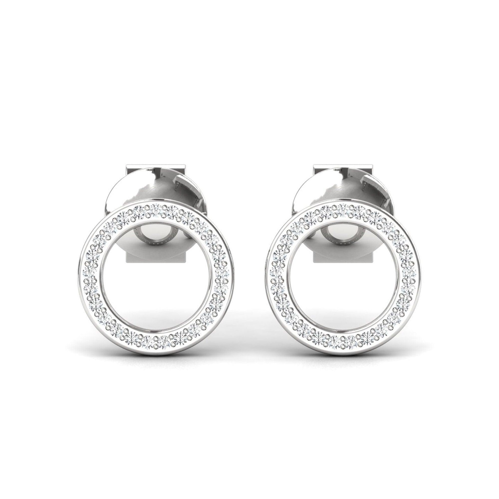Natural Diamond Tiny Earrings, Elegant Yellow/White Gold Earrings, Rose Gold Custom Earrings - GeumJewels