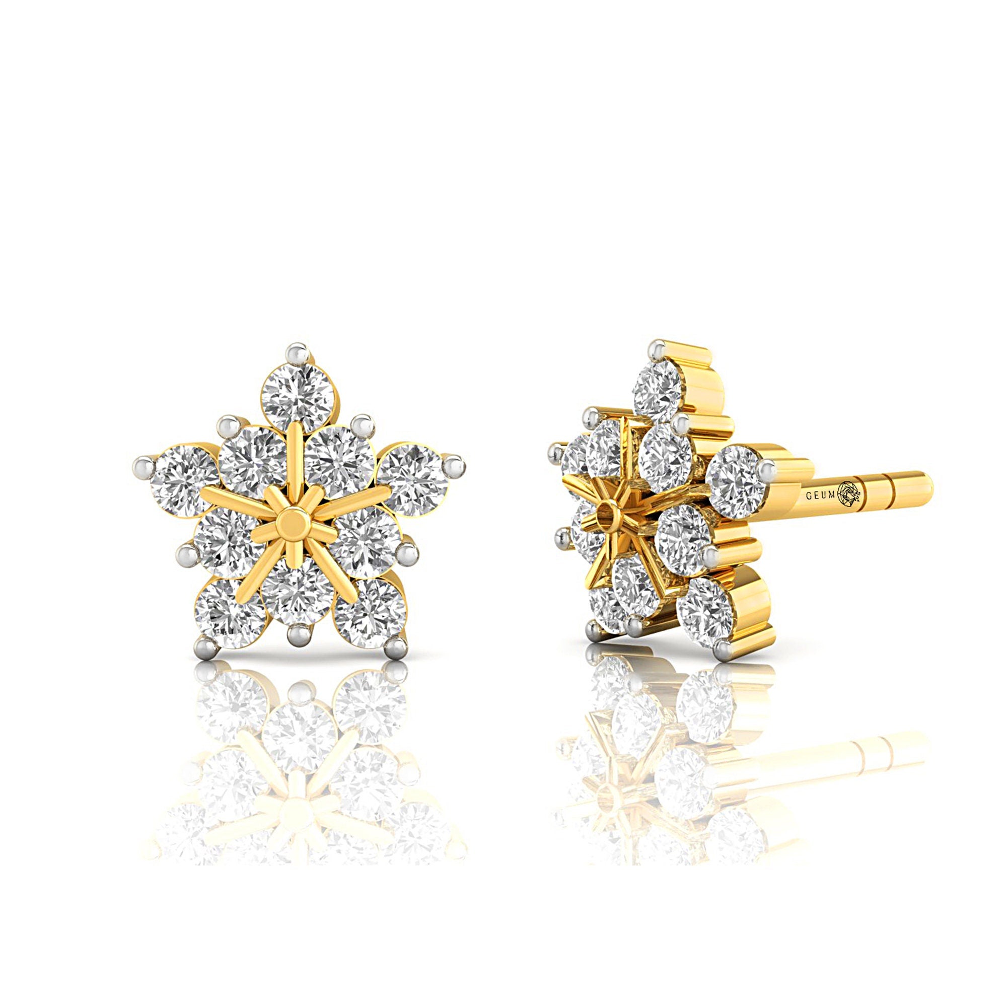 Snowflake Diamond Dainty Stud Earring - GeumJewels