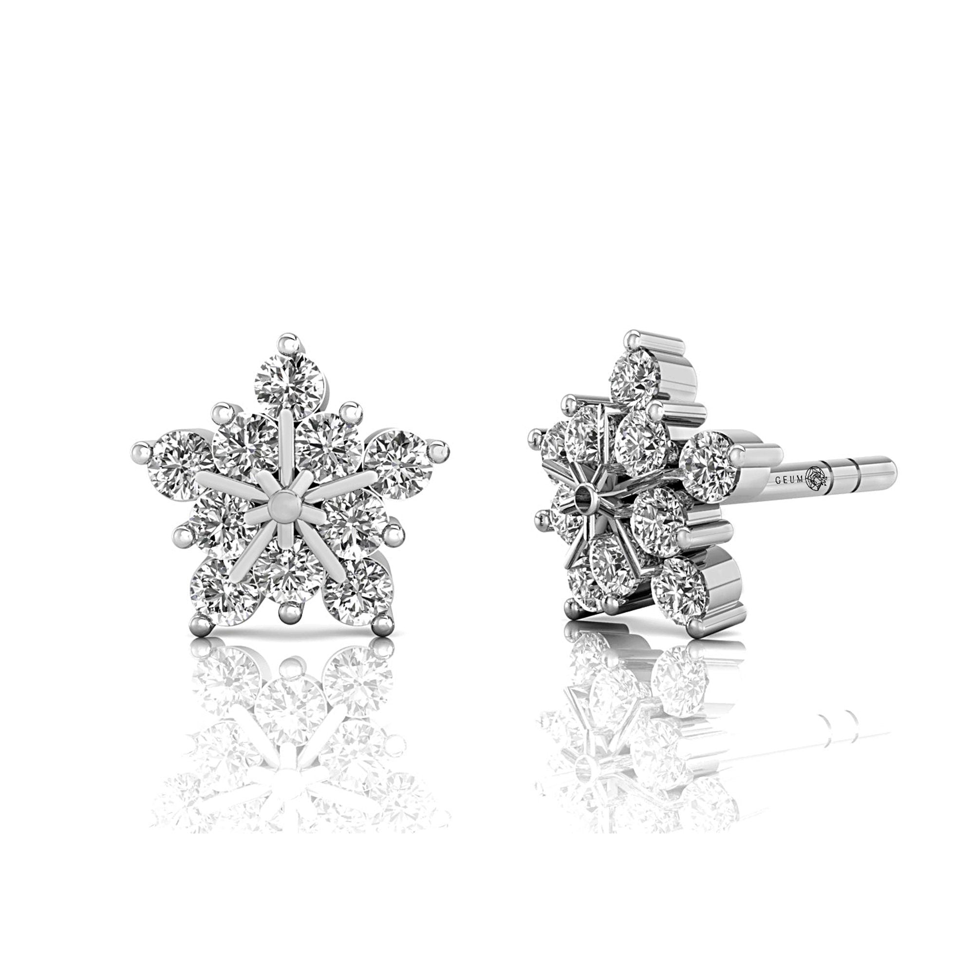 Snowflake Diamond Dainty Stud Earring - GeumJewels