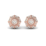 Real Diamond Stud Earring, Delicate White/Yellow Gold Earrings, Rose Gold Designer Earrings - GeumJewels