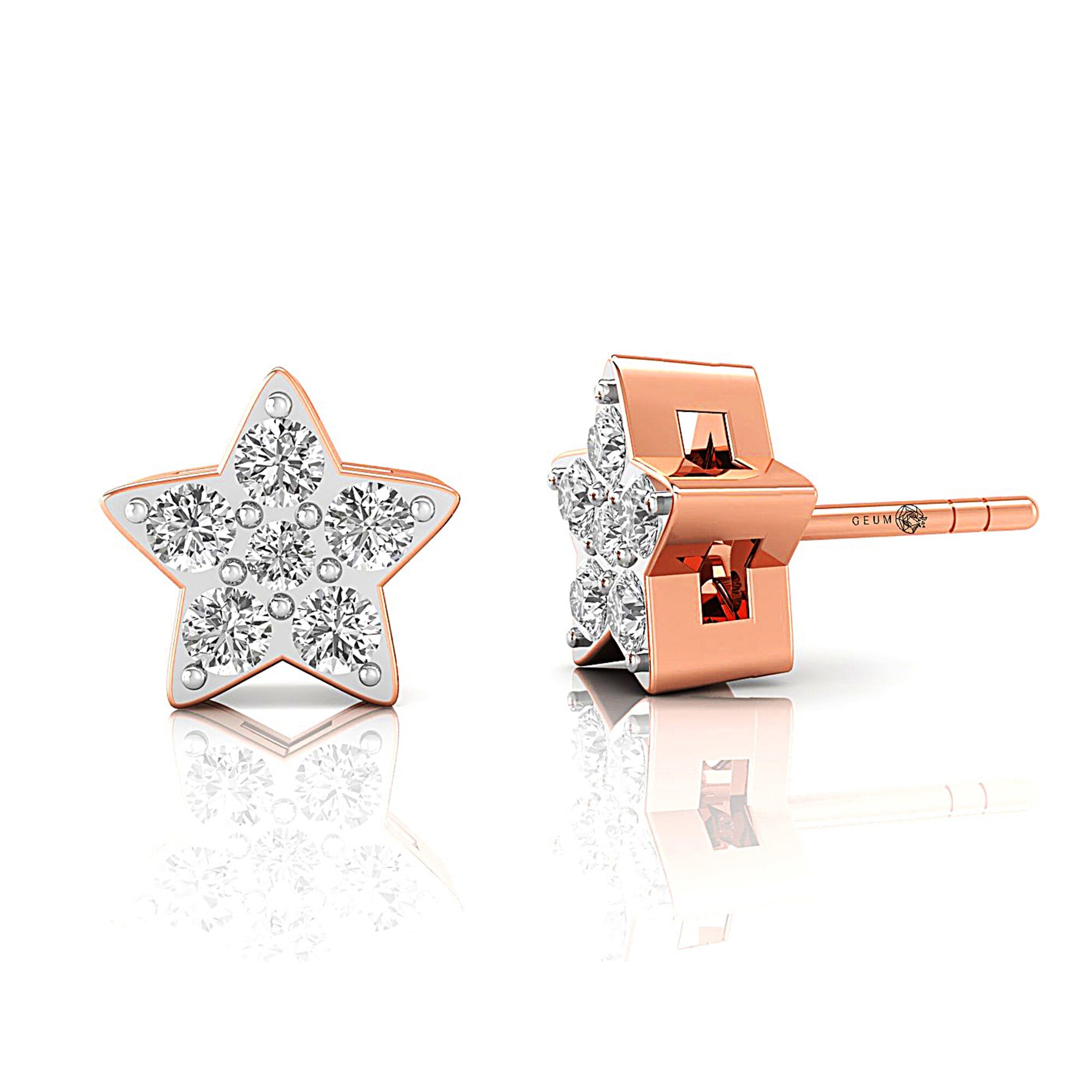 Star Shaped Diamond Stud Dainty Earrings - GeumJewels