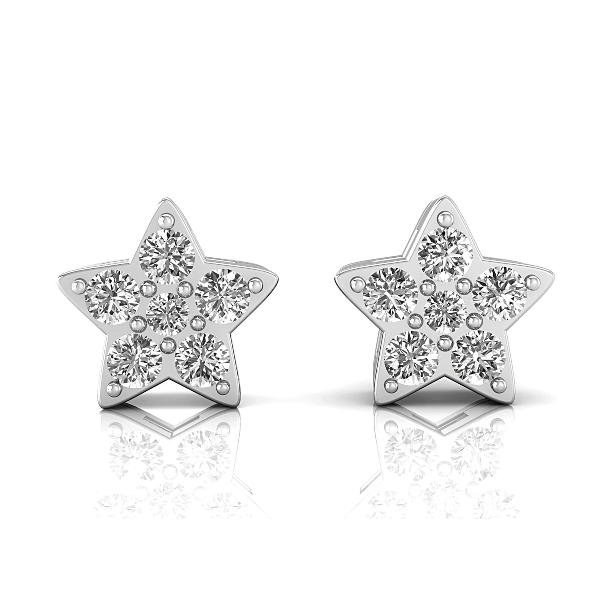 Star Shaped Diamond Stud Dainty Earrings - GeumJewels