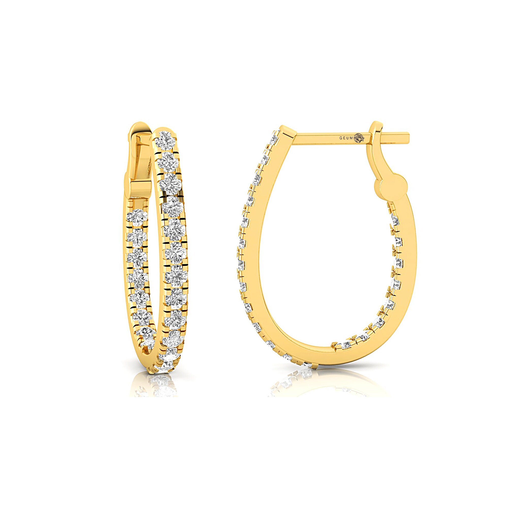 Dainty Diamond Huggie Hoop Earrings - GeumJewels