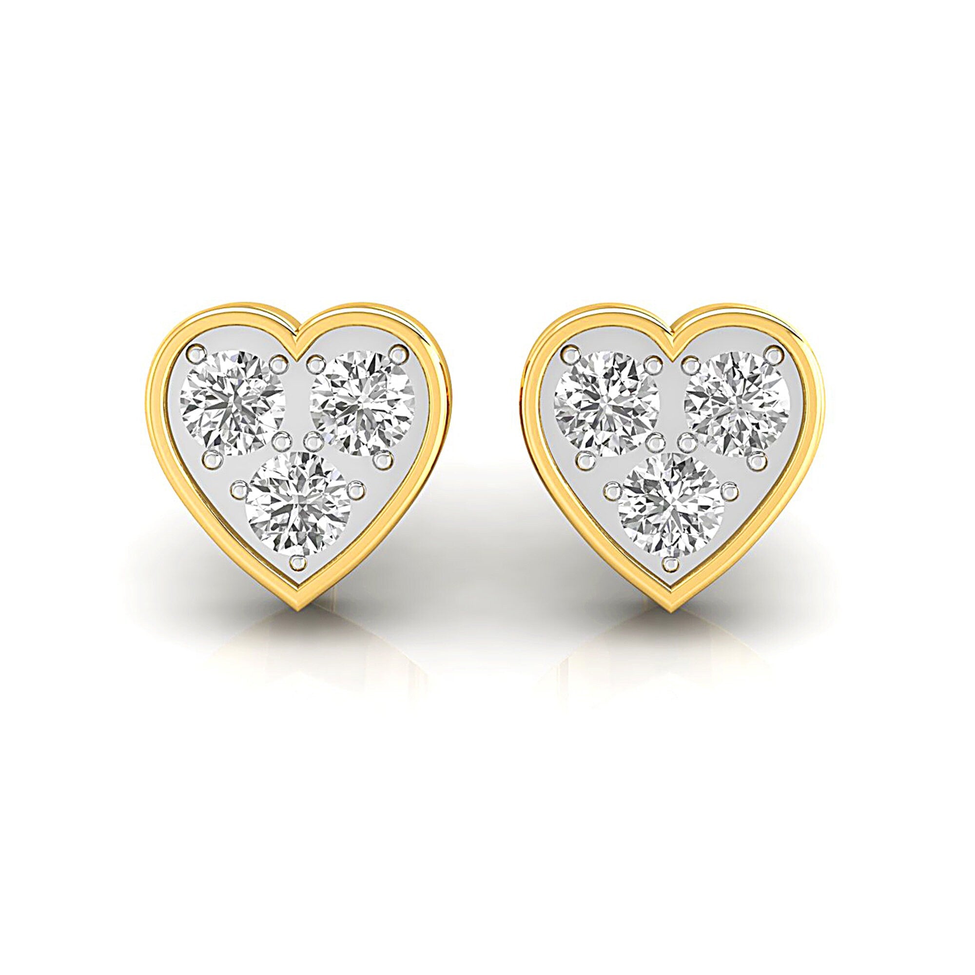 Dainty Heart Shaped Diamond Stud Earrings - GeumJewels