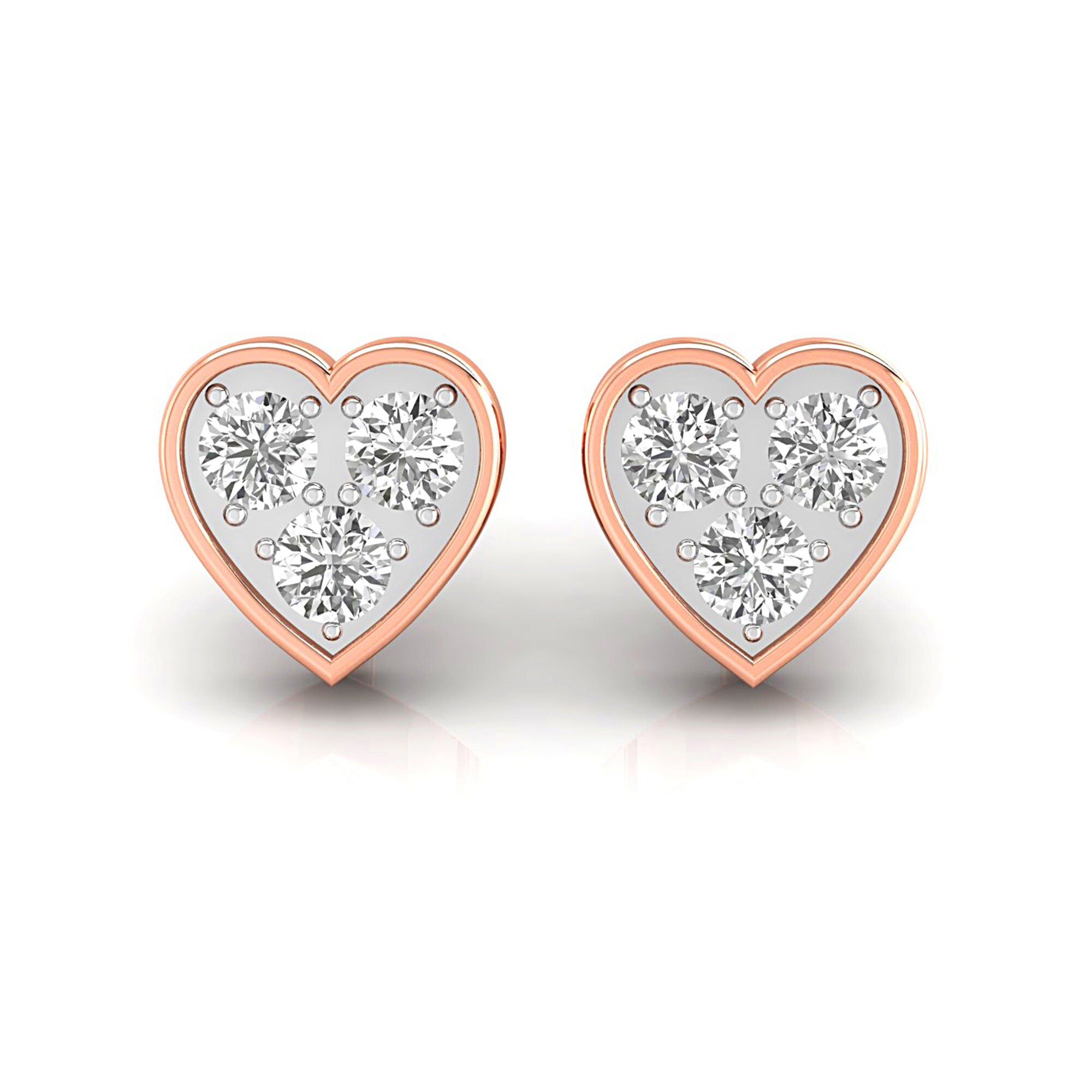 Dainty Heart Shaped Diamond Stud Earrings - GeumJewels