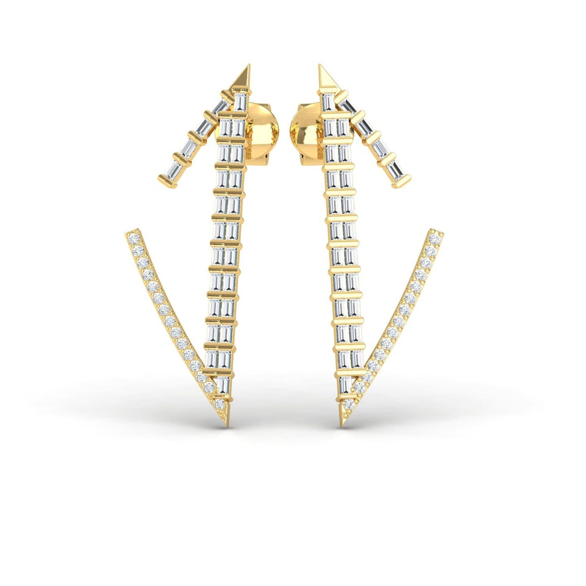 Handmade Yellow/White Gold Earring, 10kt 14kt 18kt Rose Gold Fashion Earrings - GeumJewels
