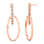 Elongated Circular Diamond Drop Earrings - GeumJewels