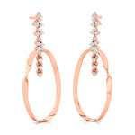 Elongated Circular Diamond Drop Earrings - GeumJewels