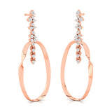 Elongated Circular Diamond Drop Earrings - GeumJewels