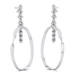 Elongated Circular Diamond Drop Earrings - GeumJewels