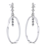 Elongated Circular Diamond Drop Earrings - GeumJewels