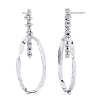 Elongated Circular Diamond Drop Earrings - GeumJewels